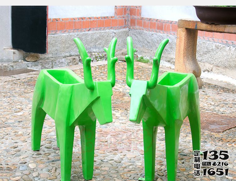 花園創意玻璃鋼幾何動物花盆雕塑 花園創意玻璃鋼幾何動物花盆雕塑
