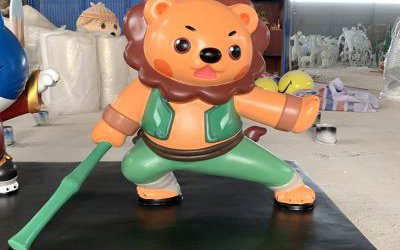 公園廣場(chǎng)功夫玻璃鋼卡通獅子雕塑