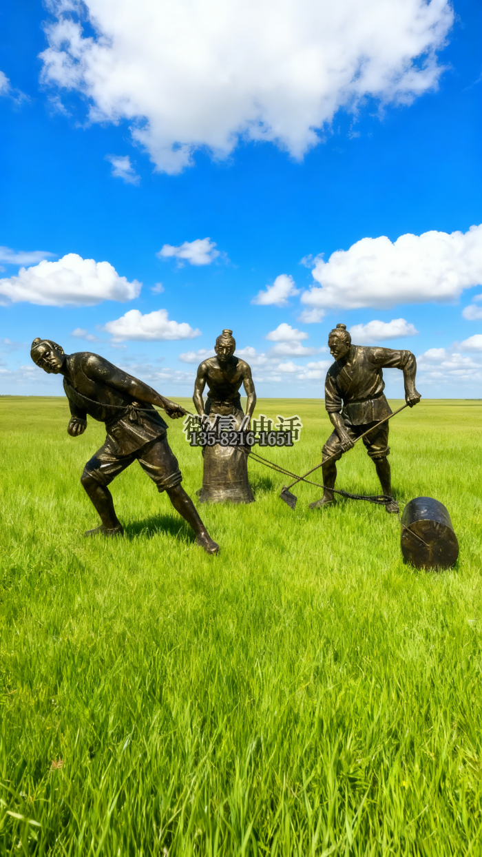 農(nóng)耕人物雕塑實(shí)拍圖